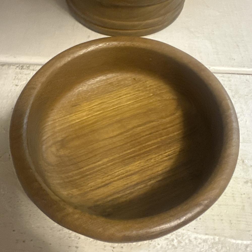 Vtg NOS 7pc Himark Teak Wood Gourmet Salad Bowl Set 1 Lg 4 Sm.Bowl & Servers - Picture 7 of 16
